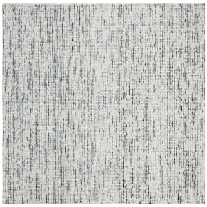 Abstract Blue/Charcoal 8 ft. x 8 ft. Speckled Square Area Rug