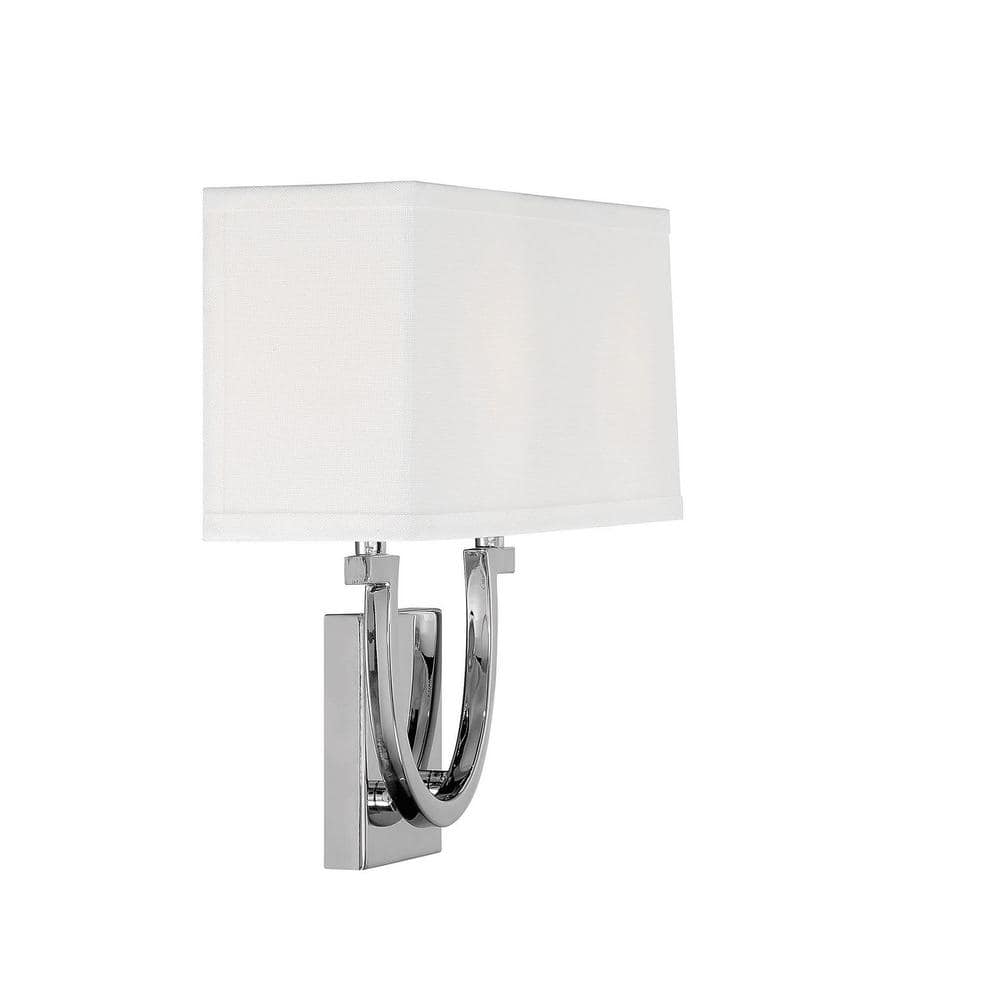 Rhodes Polished Nickel Dimmable Wall Sconce with White Linen Diffuser