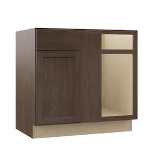 Shaker 36 in. W x 24 in. D x 34.5 in. H Assembled Blind Base Corner Kitchen Cabinet in Brindle for Left or Right Corner