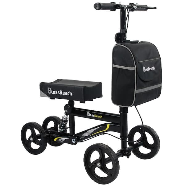 Black Metal Economy Knee Scooter, Steerable Knee Walker, Foldable Knee Scooters