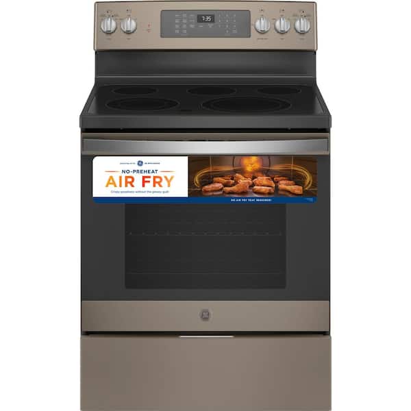 GE 30 in. 5.3 cu. ft. Freestanding Electric Range in Slate with Convection, Air Fry Cooking