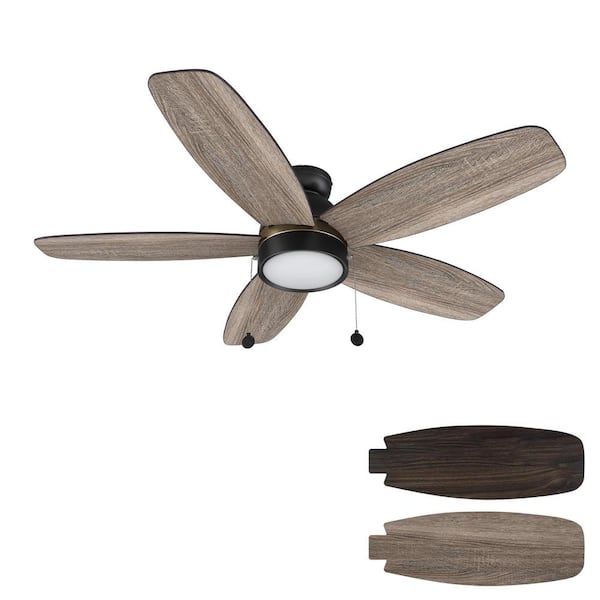 CARRO Treyton 52 in. Color Changing Integrated LED Indoor Black 5-Speed DC Ceiling Fan with Light Kit and Pull Chain