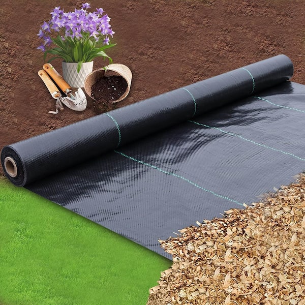 4 ft. x 300 ft. Black Landscape Fabric Woven Weed Barrier for Soil Erosion Control and Ground Cover