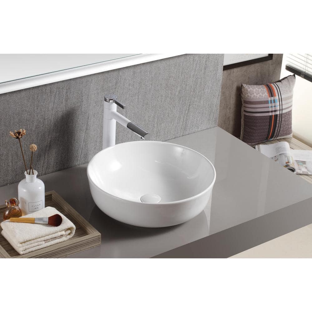 Elanti 16.5'' White Ceramic Round Bathroom Sink