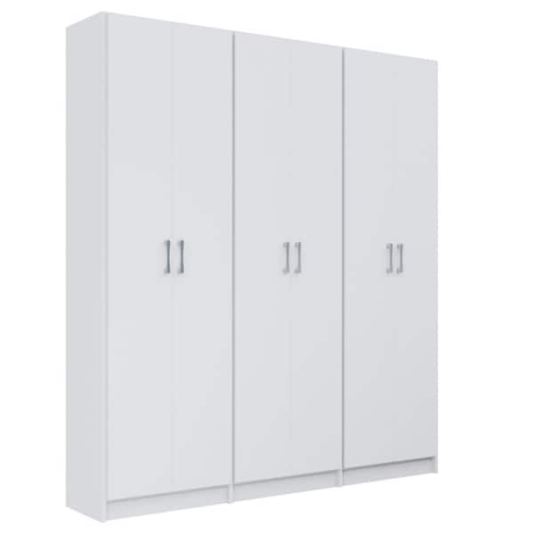 Alto Pantry Collection 52.5 in. W White Wall Mounted 3-Shelf Towers w/ Full Doors Wood Closet System