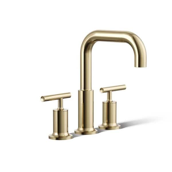 Purist 2 Handle Tub Deck Mount Roman Tub Faucet in Vibrant French Gold