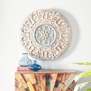 Metal Gold Plate Wall Decor with Embossed Details