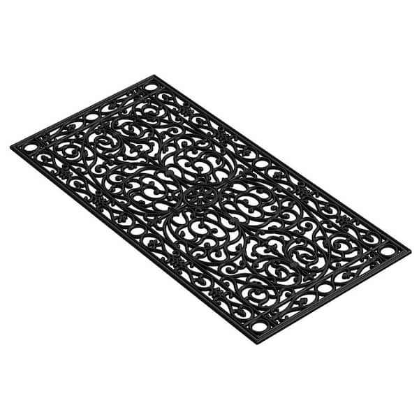 Black 48 in. x 22 in. Rubber Outdoor Door Mat
