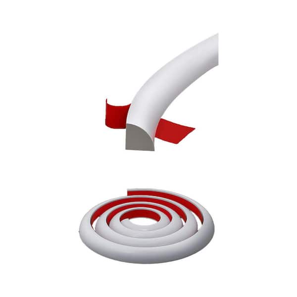 158 L x 0.5 in. W x 0.5 in. H Peel and Stick Waterproof Flexible Rubber Edging Self-Adhesive Molding Trim White 1-Pack