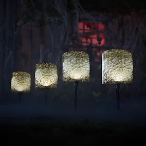 16 in. LED Tombstone Halloween Pathway Marker Lights with Timer (4-Pack)