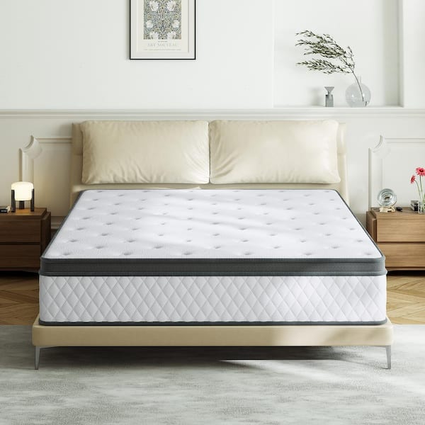 LIBORIA Queen Size 10 in. Pocket Spring Hybrid Cooling and Breathable Medium Firm Mattress with CertiPUR-US, SGS and OEKO-TEX