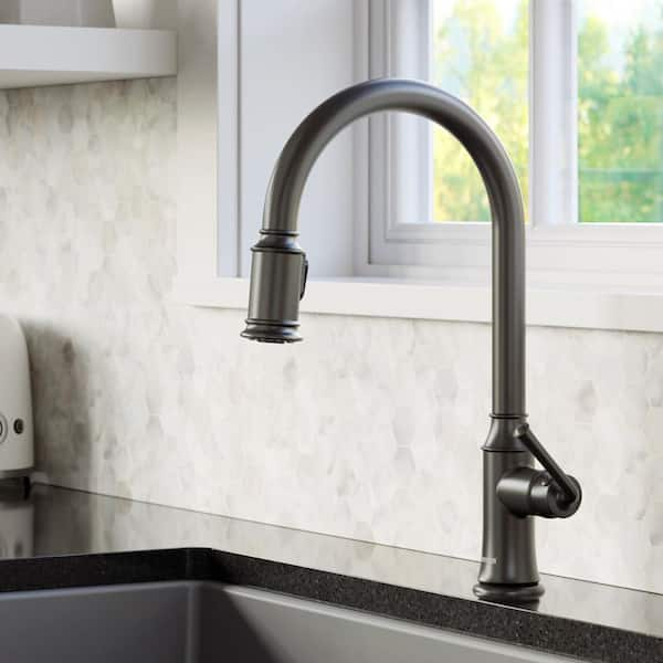 Auburn Single Handle Pull Down Sprayer Kitchen Faucet in Matte Black