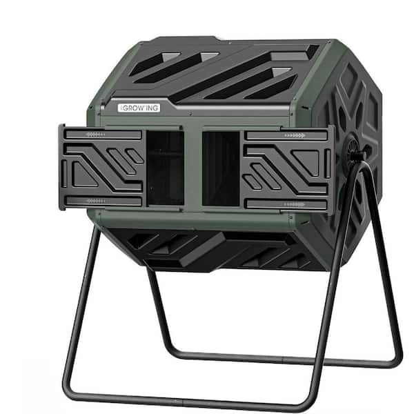 43 Gallon Compost Bin Outdoor, Fast Assemble Tumbling Composter, Dual Chamber Composter Tumbler