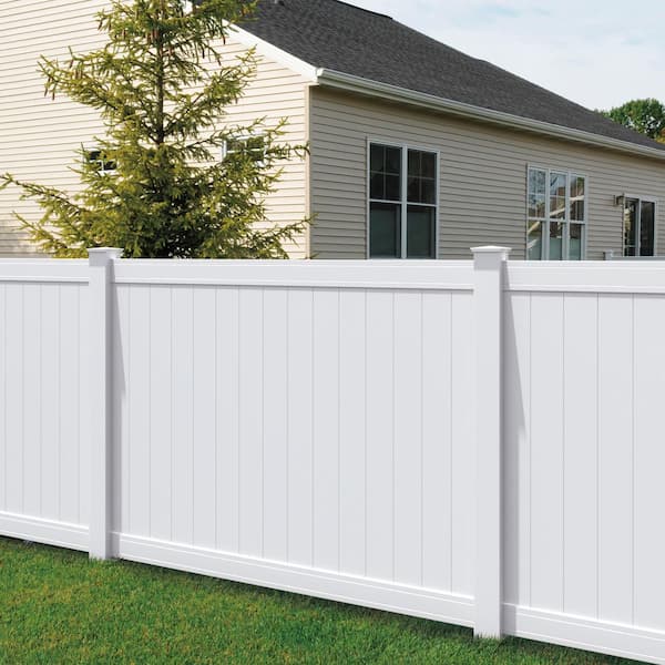 Outdoor Essentials Woodbridge 6-ft H x 5-in W White Vinyl Line Fence Post (Assembled)