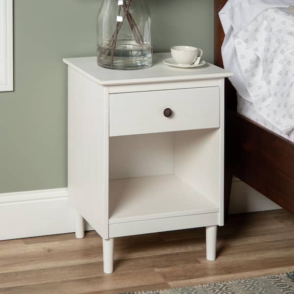 Walker Edison Furniture Company Modern 1-Drawer White Nightstand (2-Pack)