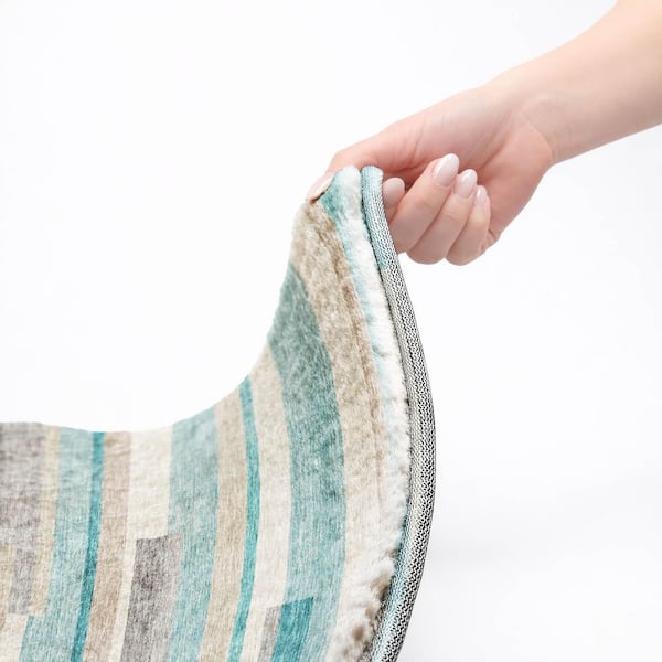 Dream Shag Premium Machine Washable Abstract ADS766 Teal 9 ft. x 12 ft. Area Rug