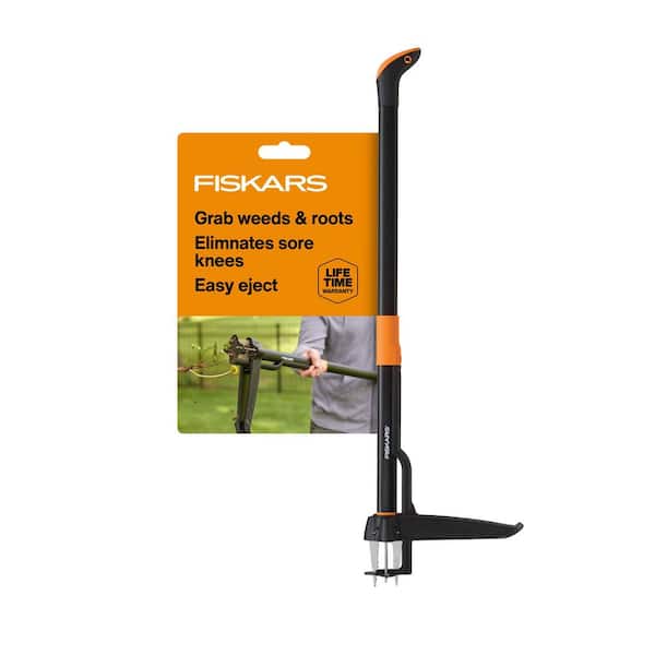 34 in. Stand up 4 Claw Long Handle Weed Puller Tool; Heavy Duty Garden, Lawn and Dandelion Weeder, Easy-Eject No Bending