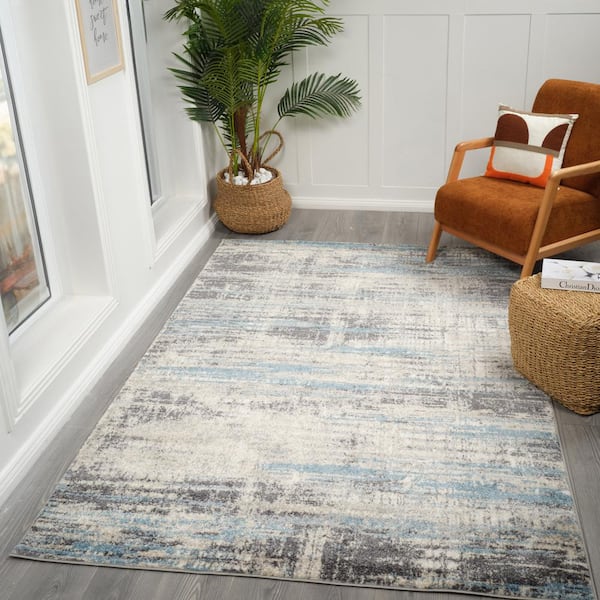 Clifton 2 x 3 Blue Abstract Pattern Area Rug for High Traffic Living Room Dining Room Bedroom