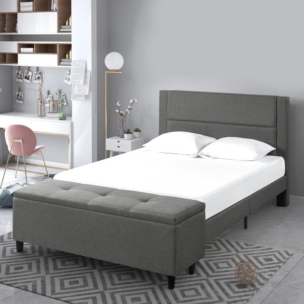 Zinus Wanda Platform Full Bed with Storage Footboard HD-STPB-F - The Home  Depot