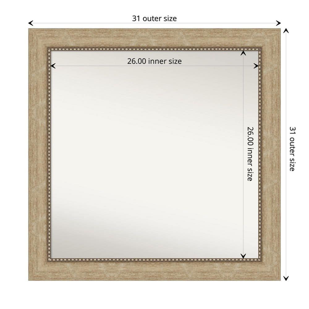 Astor Champagne Rectangular Non-Beveled Bathroom Vanity Mirror