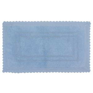 Opulent Reversible 100% Cotton Bath Rug Set, Mat Non Slip, 21x34 Rectangle, Blue