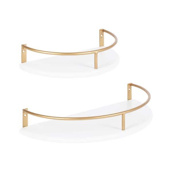 Kate and Laurel Camryn 8.00 in. x 15.50 in. White MDF Floating Decorative Wall Shelf Set of 2