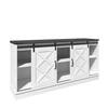 Clihome White Farmhouse TV Stand Wooden Media TV Console Fits TVs up to 32-65 in. w Sliding Barn Door and Adjustable Shelves CL0140359WH