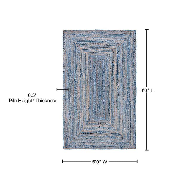 SAFAVIEH Cape Cod Blue/Natural 5 ft. x 8 ft. Striped Border Area Rug  CAP202M-5 - The Home Depot