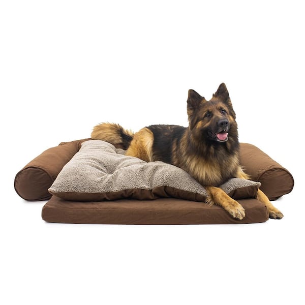 Unbranded Large Ortho Sleeper Comfort Couch Pet Bed with Removable Cushion - Chocolate