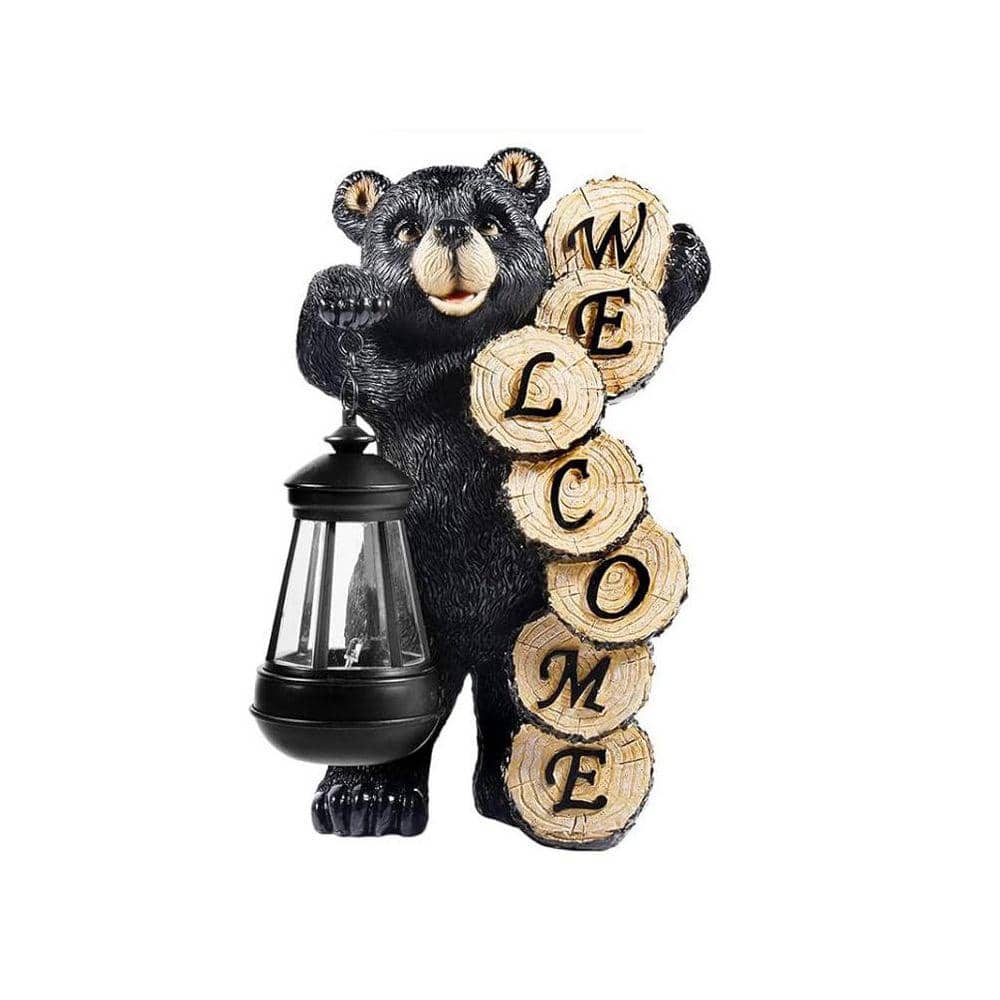 Black Resin Solar Bear Garden Statue Z09J4THL3F - The Home Depot