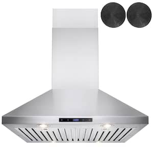 30 in. Convertible Kitchen Island Mount Range Hood in Stainless Steel with Touch Control and Carbon Filter
