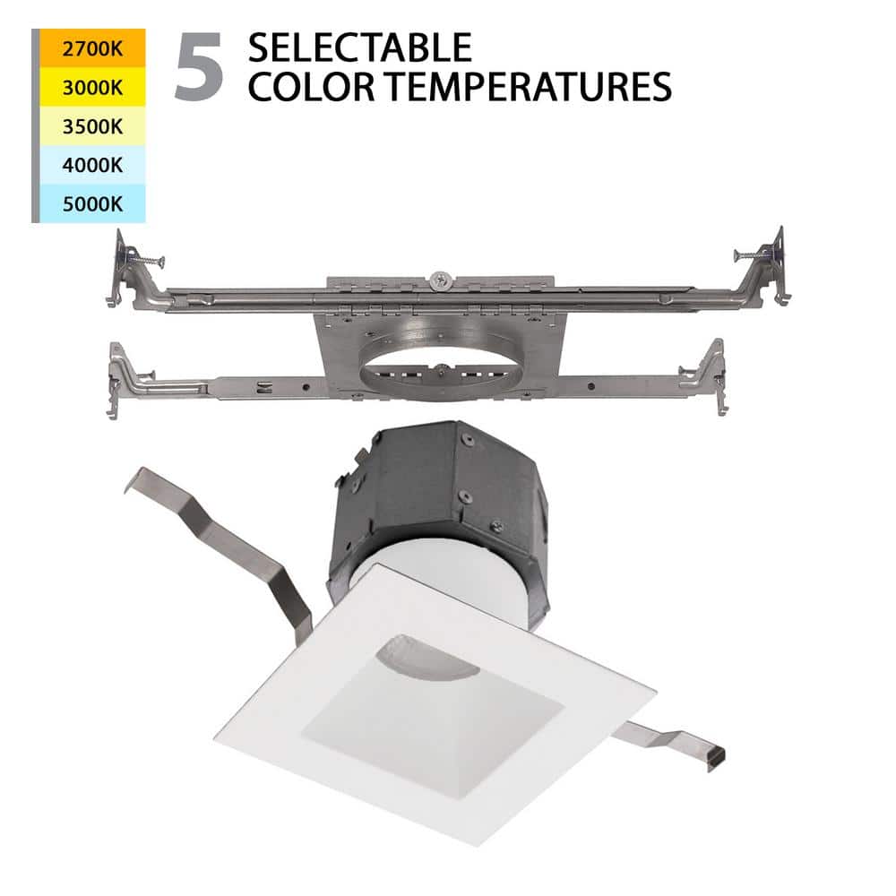 Pop-In 4 in. Square Adjustable CCT New Construction IC Rated Indoor/Outdoor Integrated LED Recessed Light Trim price history on PriceWatchPro