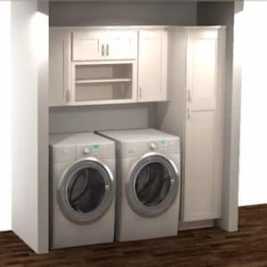 Shaker Ready to Assemble 82x84x24 in. Laundry Kit with Assembled Wall and Pantry Cabinets in Satin White