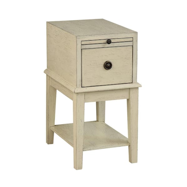 Coast to Coast Accents Millstone Textured Ivory 1-Drawer Chairside Table