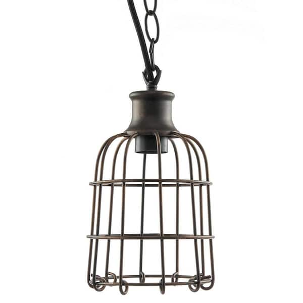 1-Light Iron Rust Open Cage Antique Pendant Light Fixture