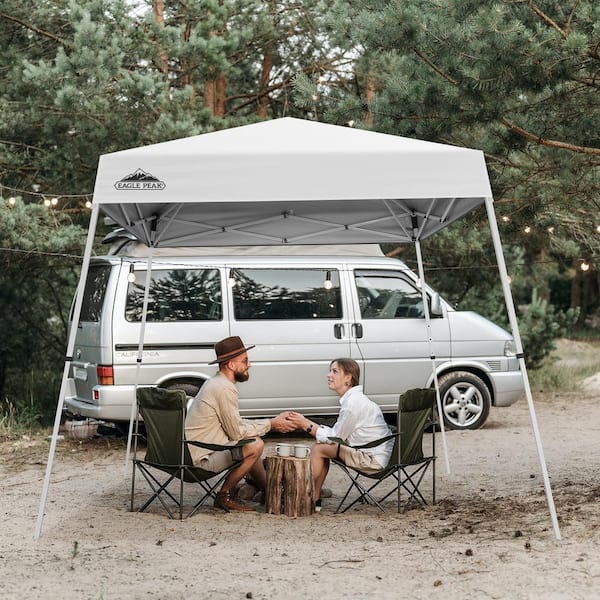 8 ft. x 8 ft. White Slant Leg Pop-Up Canopy