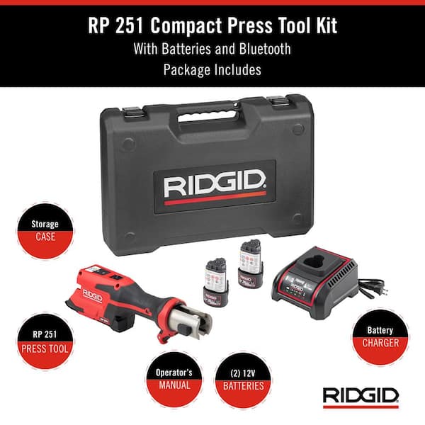 RIDGID RP 251 Compact Inline Press Tool Kit (Tool Only) Includes 2