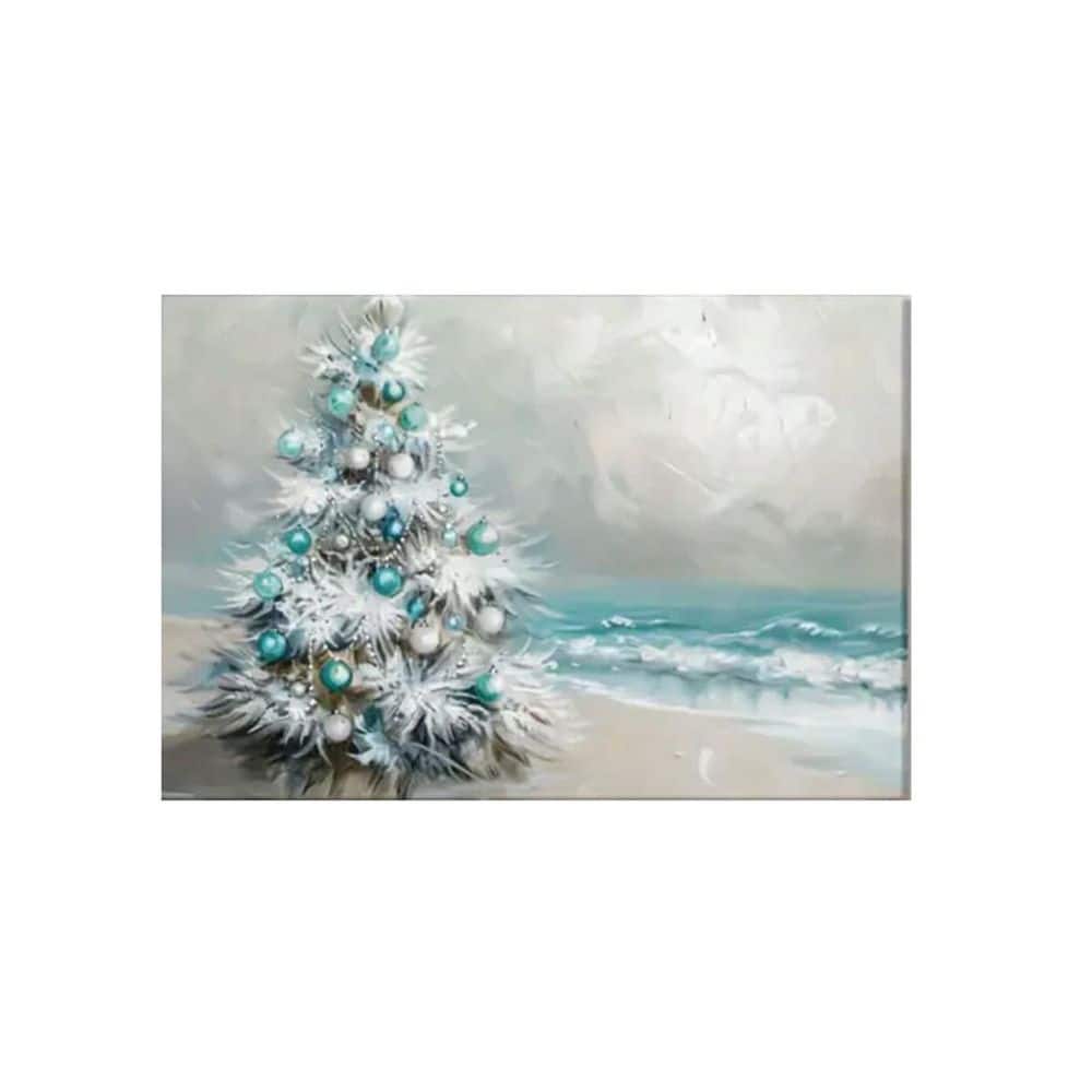 Christmas Framed Canvas Wall Art, 16*24, Christmas Tree By The Sea