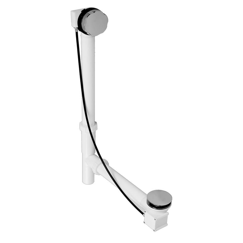 35 in. Cable Drive Bath Drain Assembly with Rotary Overflow Cover, Pop-Up Stopper - White Poly, Polished Chrome price history on PriceWatchPro