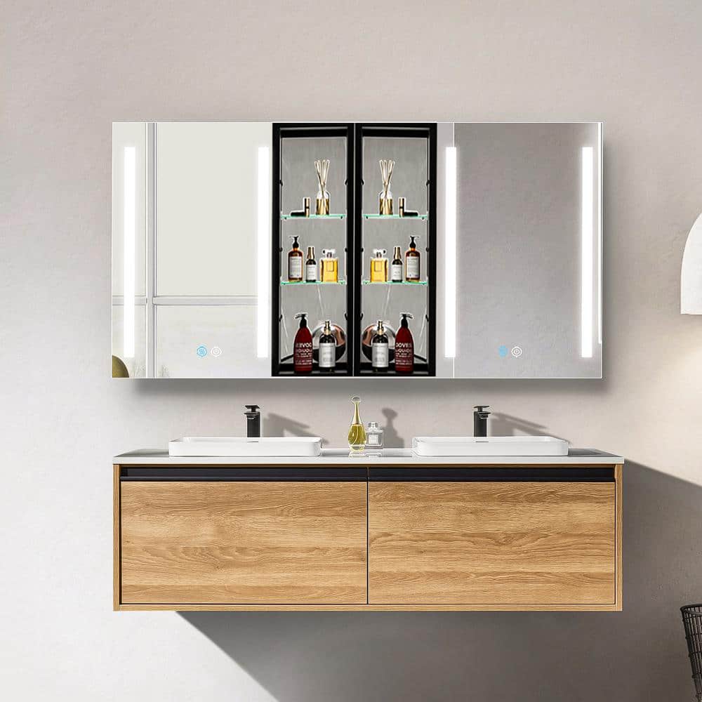 Modland Baily 60 in. W x 30 in. H Large Rectangular Silver Aluminum