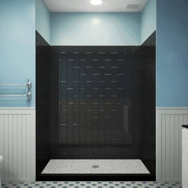 DreamLine QWALL-VS 60 in. W x 76 in. H x 41.5 in. D 4-Piece Glue-up Acrylic Alcove Shower Backwalls in Black