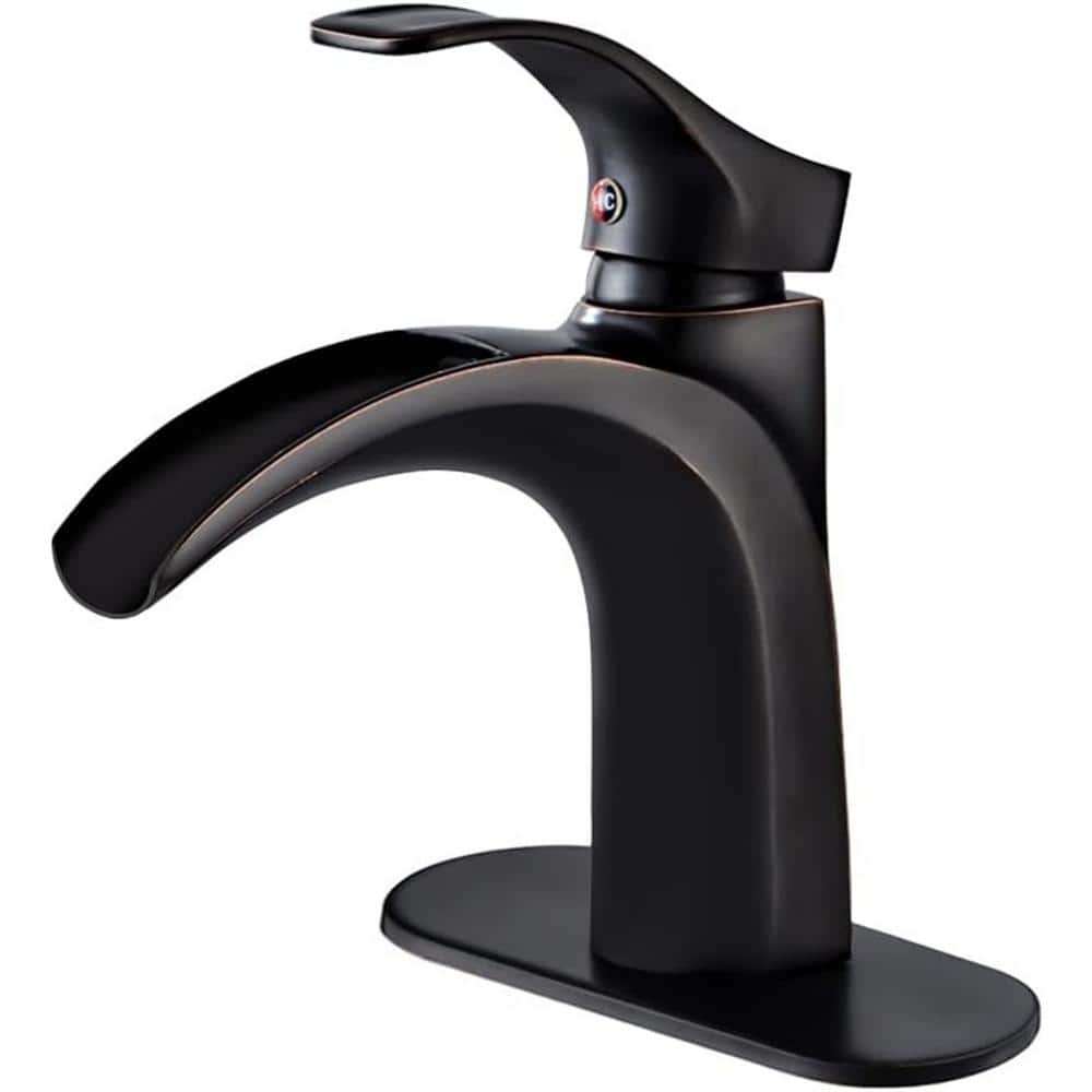 Waterfall Bathroom Sink Faucet Oil Rubbed Bronze Single Handle Single Hole 