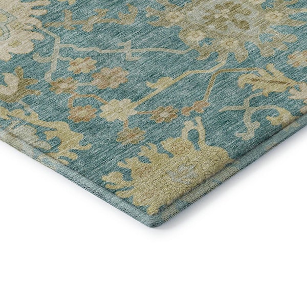 Mayfield Premium Machine Washable Abstract AMF1150 Teal 3 ft. x 5 ft. Area Rug