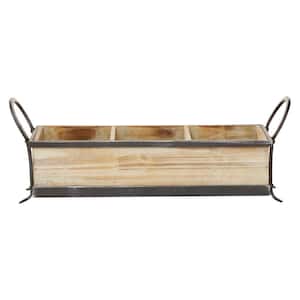 Brown Wood Decorative Tray with Dividers
