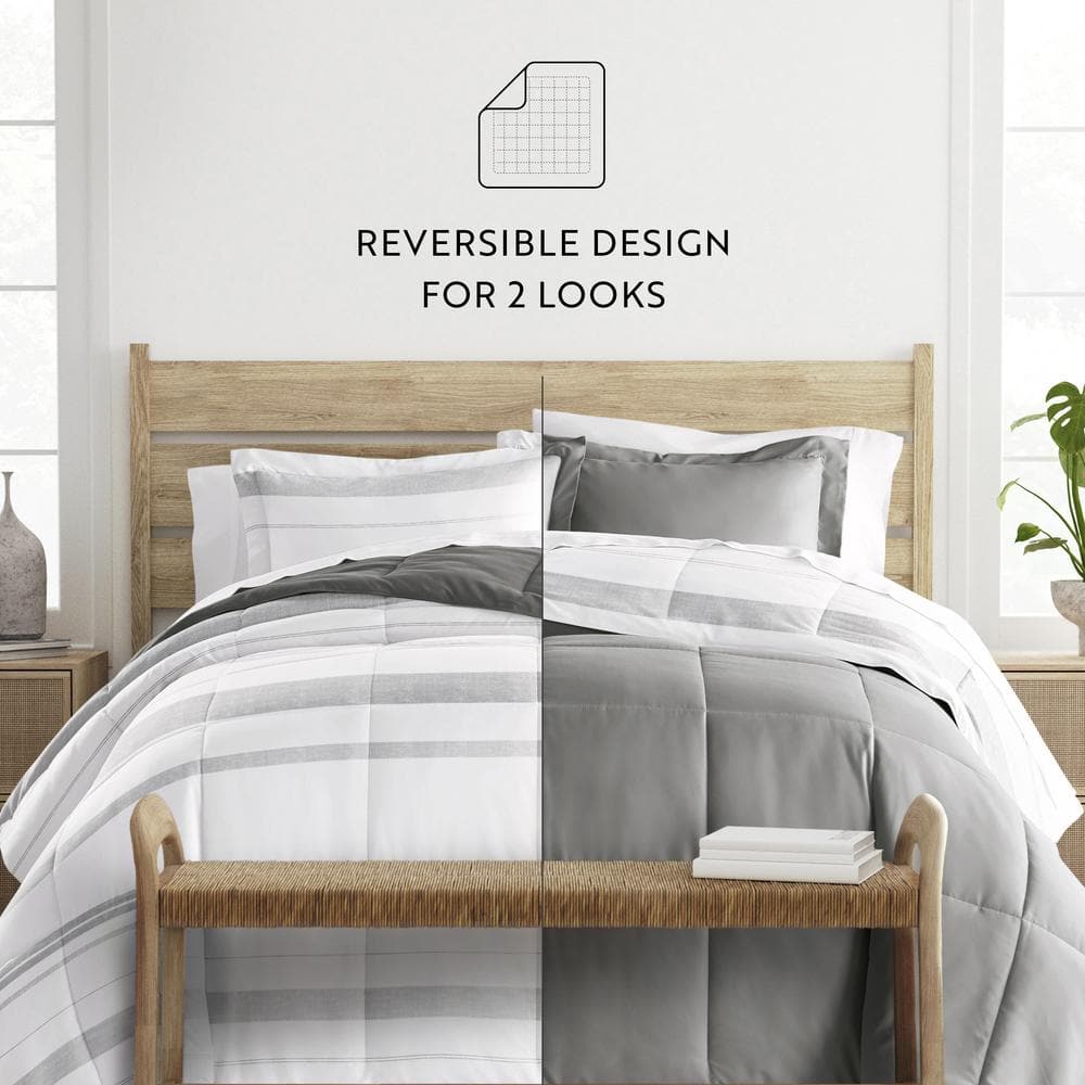 King Gray Reversible Down Alternative Comforter Set