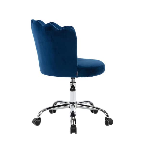 LUCKY ONE Cozy Blue Velvet Swivel Shell Office Chair Height