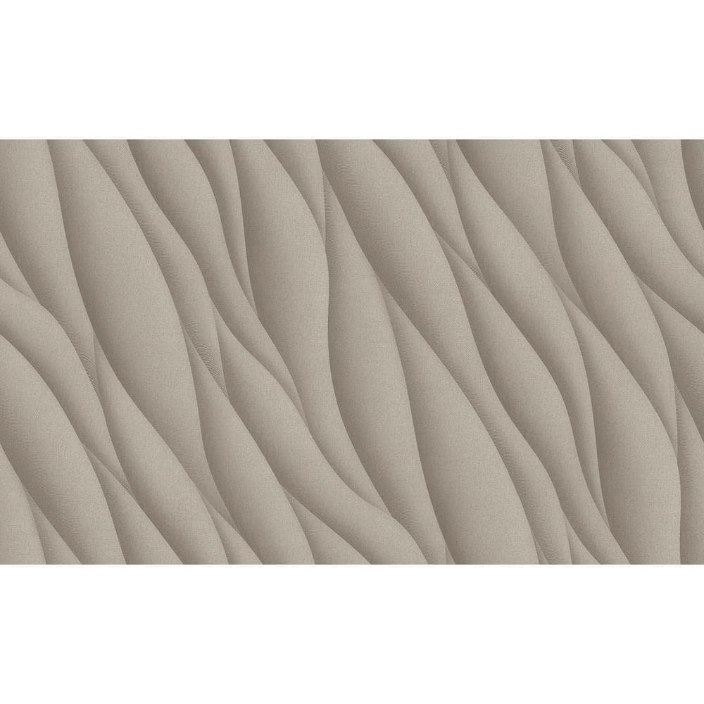 Taupe 3D Ocean Waves Textured Non-Pasted Wallpaper