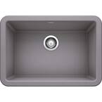 IKON SILGRANIT Granite Composite 27 in. Single Bowl Farmhouse Apron Kitchen Sink in Metallic Gray