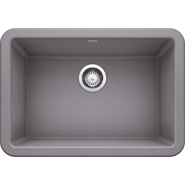 Blanco IKON SILGRANIT Granite Composite 27 in. Single Bowl Farmhouse Apron Kitchen Sink in Metallic Gray