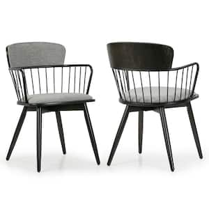 Bairn Gray Fabric Dining Chair with Dark Walnut Wood Legs Set of 2